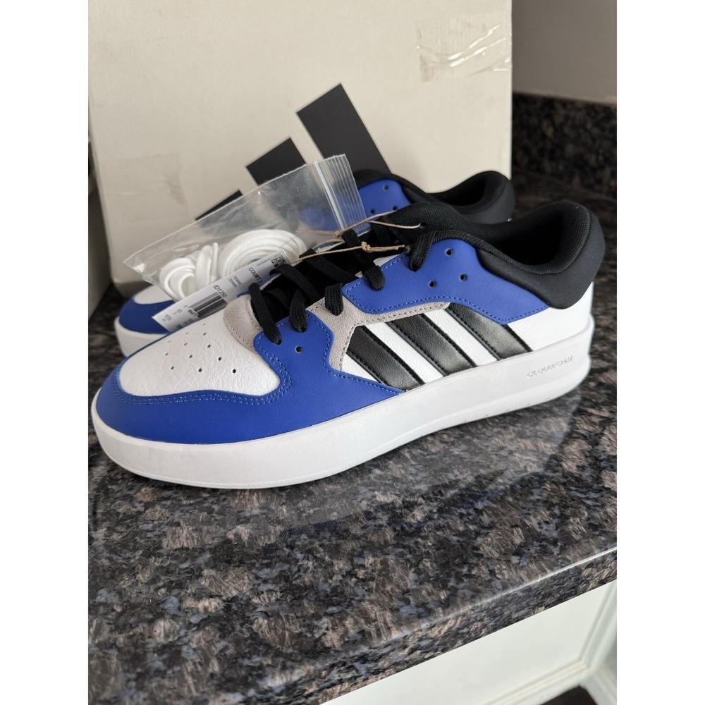 adidas  Men's Court 24 Shoes Size 10.5 White/Black/‎ Blue Shoes, Sneakers NWB